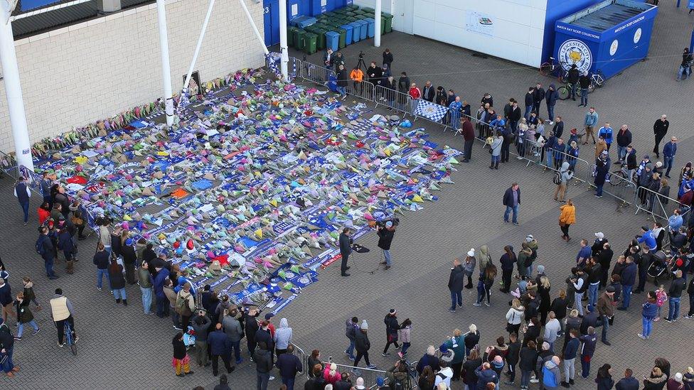 Tributes outside stadium