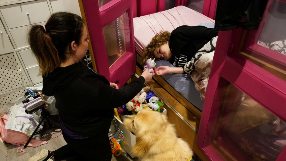 Karen and her daughter Josselin,16, in their home in Westbury, Wiltshire