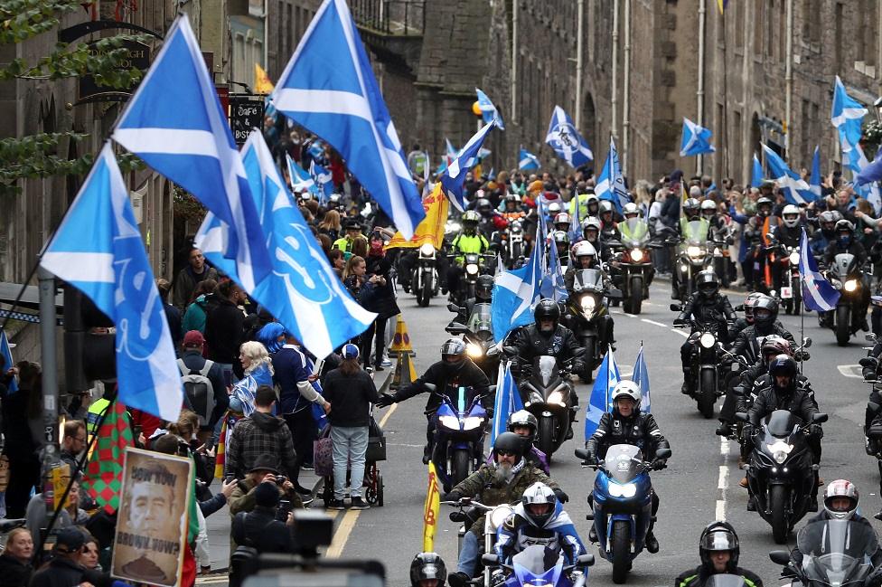 Bikers taking part in the march