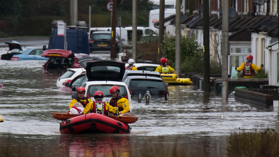 Storm Dennis flooding this street in Nantgarw in February 2020