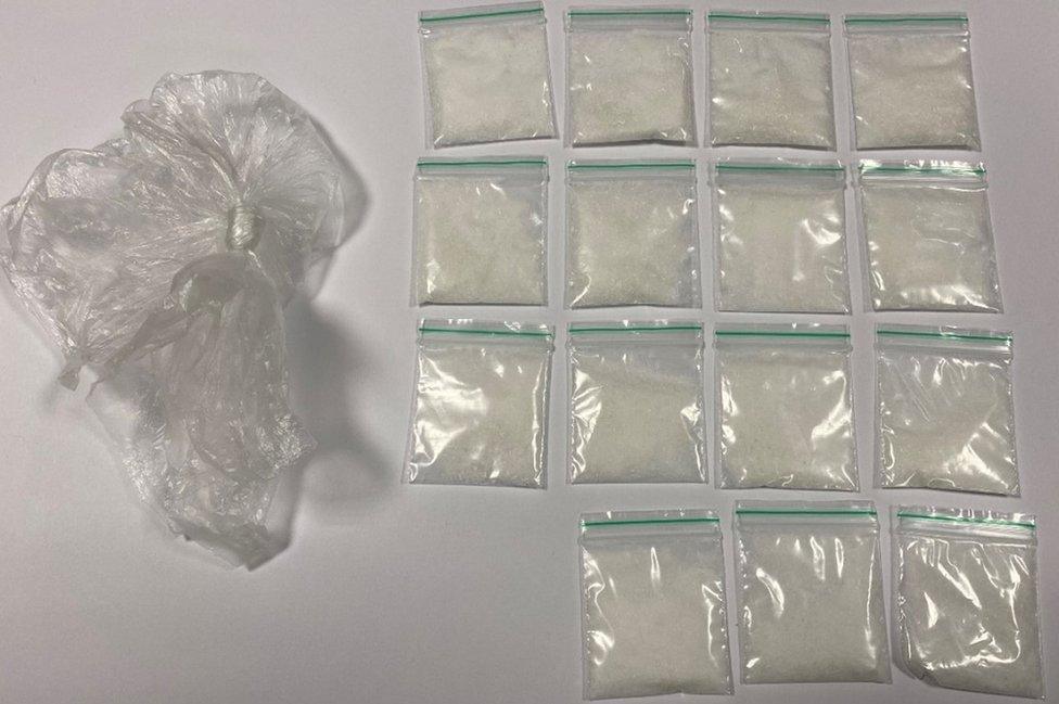 Small plastic bags filled with ketamine, found by police in Newcastle