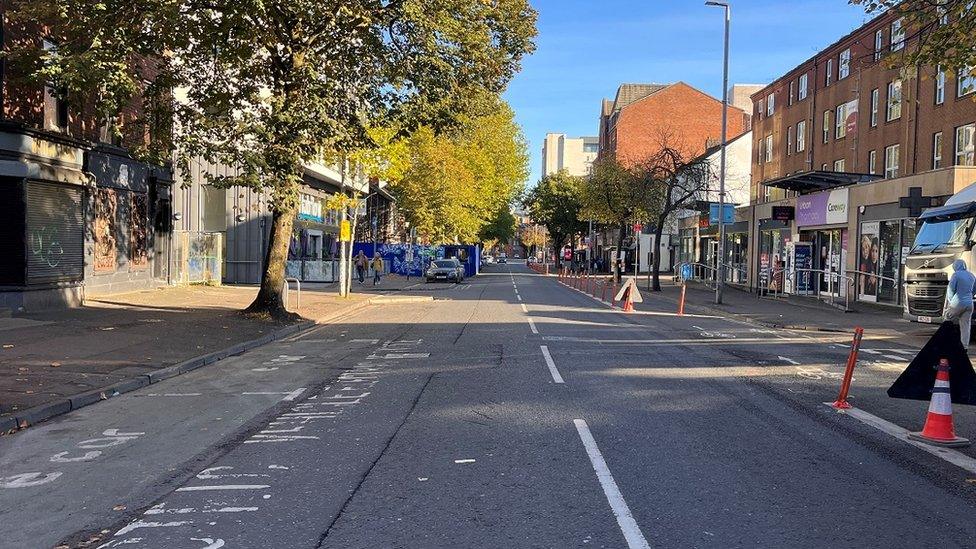 Dublin Road in Belfast, where a man was stabbed in the early hours of Sunday 15 October 2023