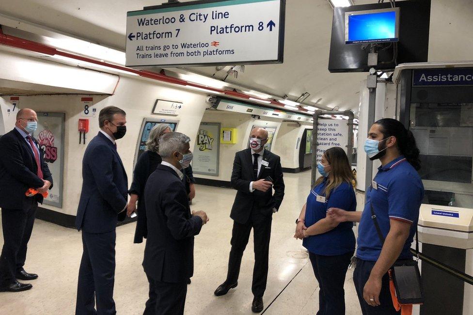 Sadiq Khan, Andy Byford and others on Waterloo and City line