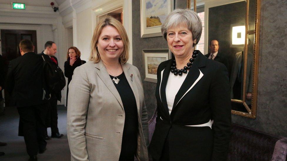 Northern Ireland Secretary of State Karen Bradley with Theresa May