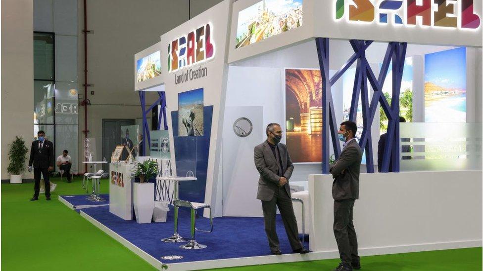 Israeli stand at an exhibition in Dubai (17/05/21)