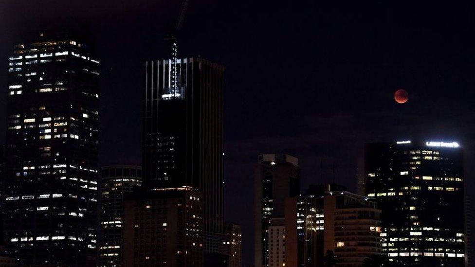 The blood moon over Sydney, Australia