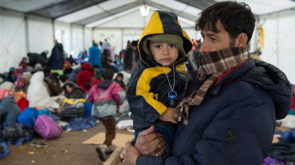 Refugees on the German-Austrian border