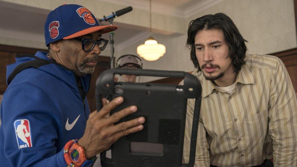 Spike Lee and Adam Driver on the BlacKkKlansman set