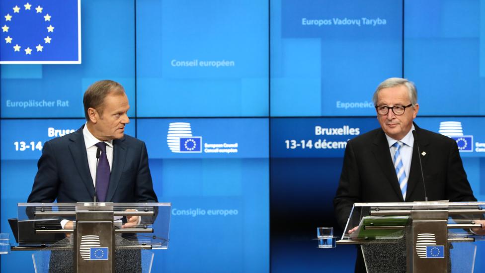 European Council President Donald Tusk (L) and EU Commission President Jean-Claude Juncker, 14 Dec 18