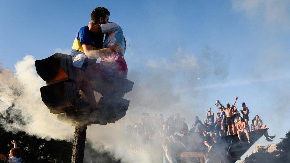 Argentina fans celebrate after winning the World Cup