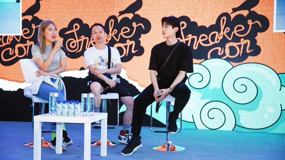 Yu Ming (pictured in the middle) at a panel discussion at SneakerCon Shanghai 2019