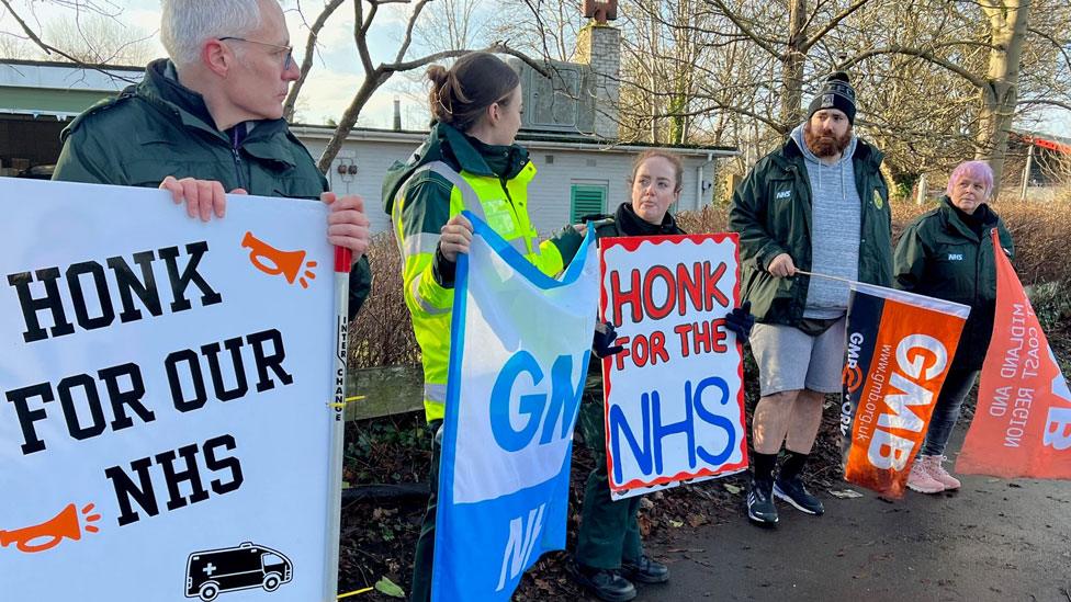 Striking ambulance staff, Northampton