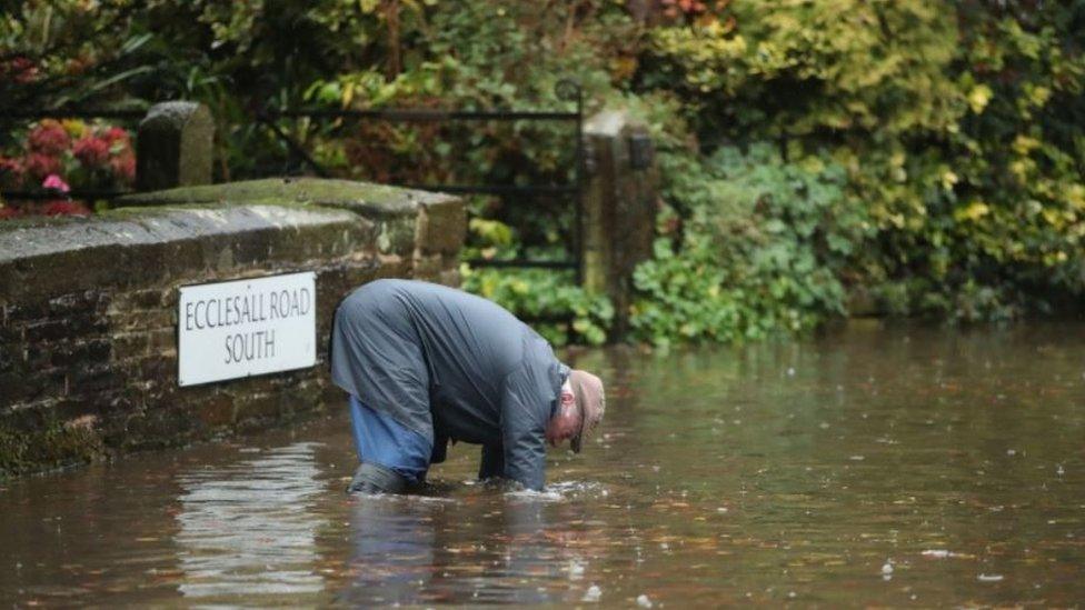 Man in flooded Sheffield street