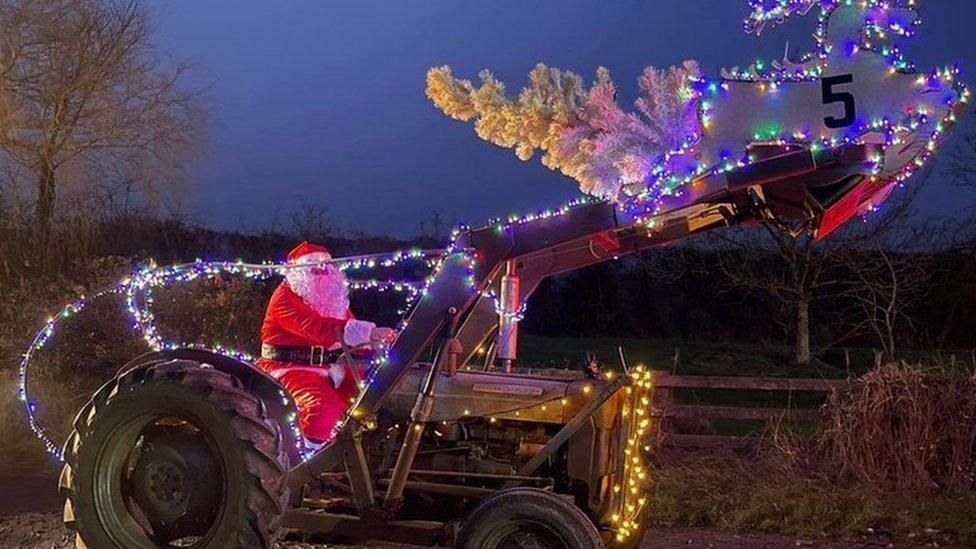 Tractor at Christmas tractor run