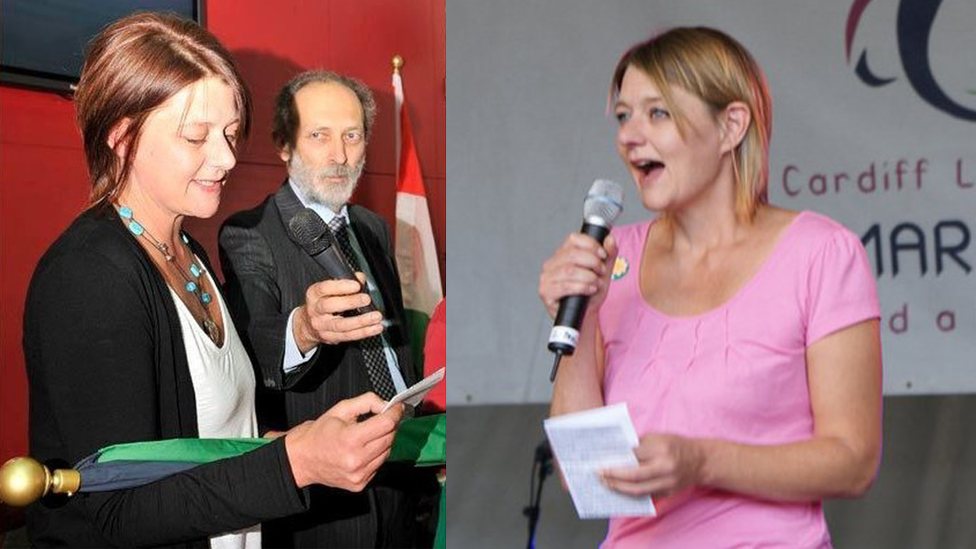 Leanne Wood at the Cardiff Bay Republican Bay in June 2011 and at the city's Mardi Gras