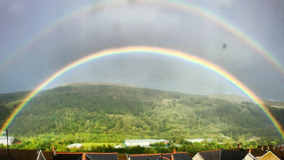 Double rainbow over Penrhiwceiber in Rhondda Cynon Taff