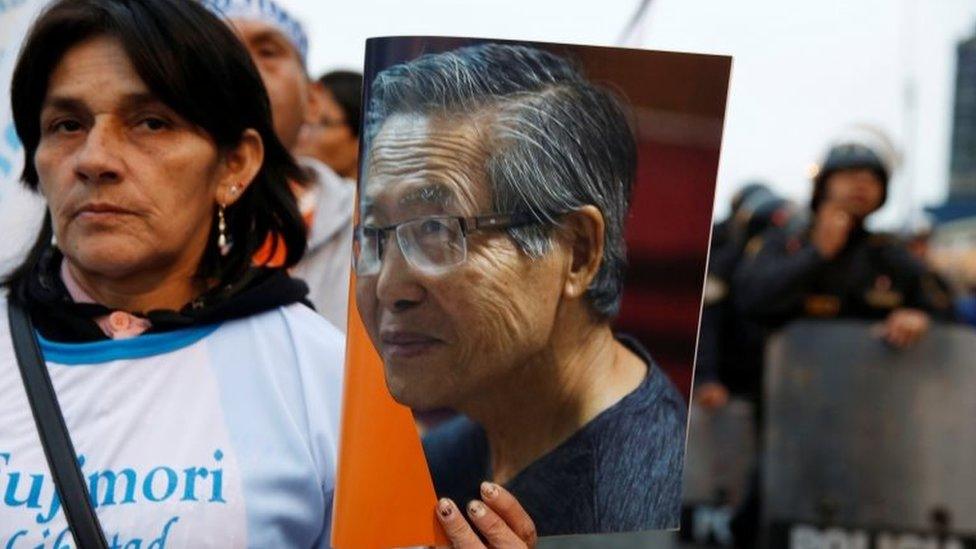 People attend a rally demanding the release of former President Alberto Fujimori in Lima, Peru, July 22, 2016.