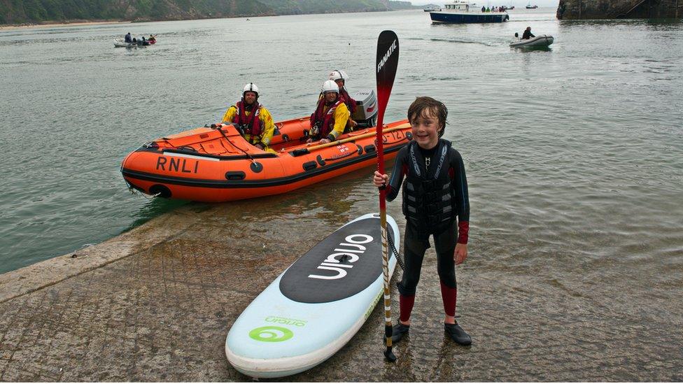 Asher Jenkin Jones after completing his paddle board challenge