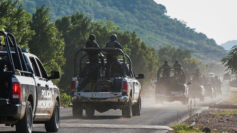 Police patrol in the Mexican state of Michoacán, on October 14, 2019