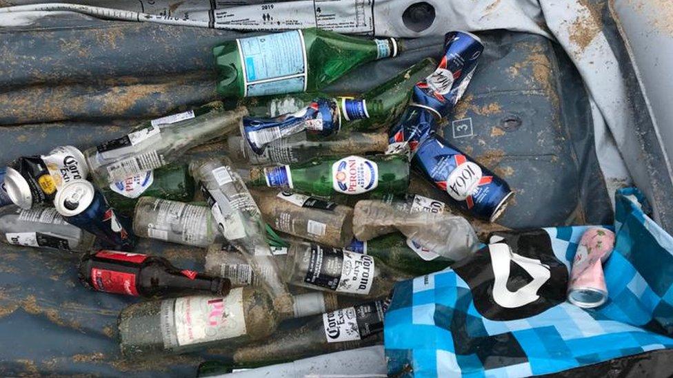 Bottles collected from beach