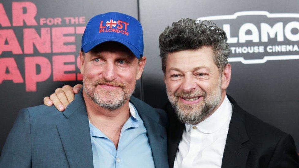 Woody Harrelson and Andy Serkis at a New York film premiere in 2017