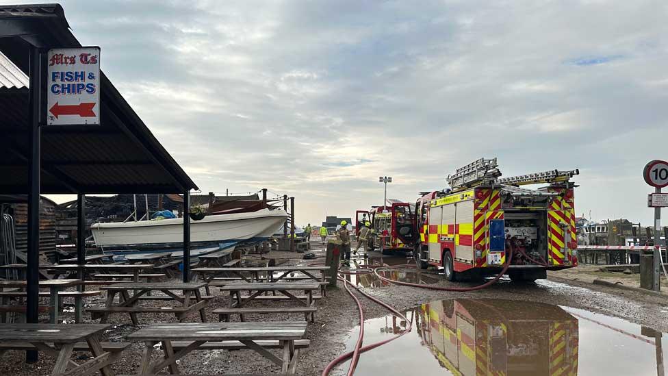 Fire at Blackshore Quay in Southwold