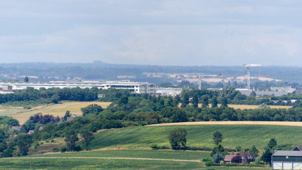 Gaydon Warwickshire England UK JLR Jaguar Land Rover engineering plant seen from a distance