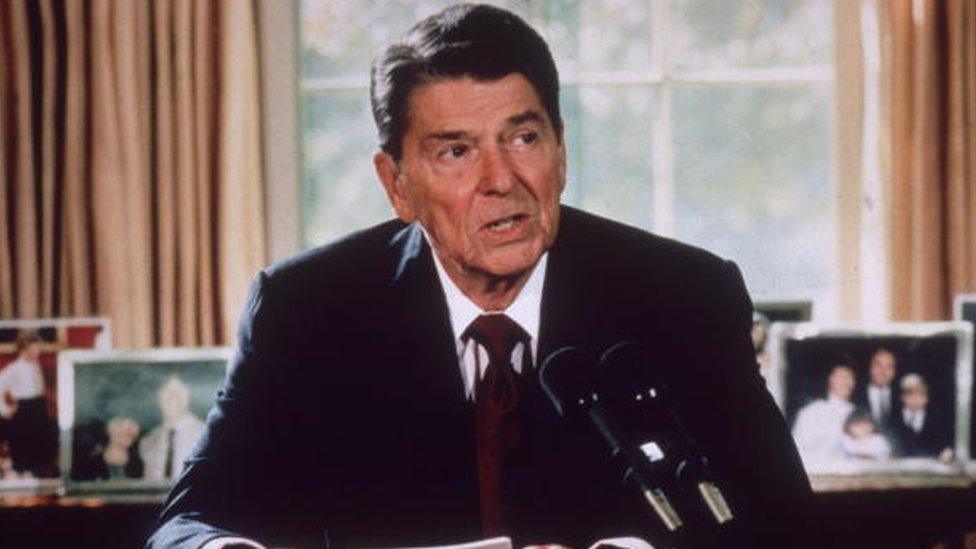 US president Ronald Reagan in 1985