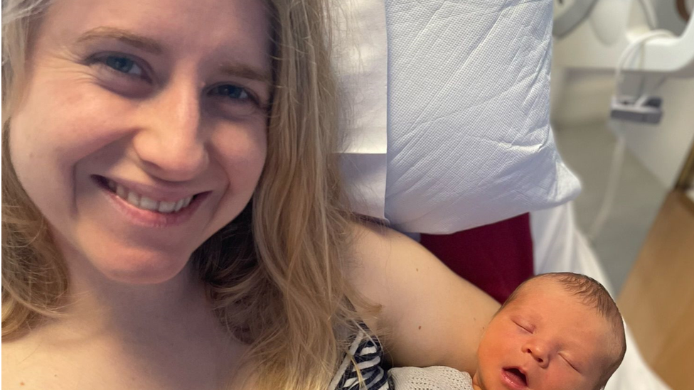 Amy Power with her baby son