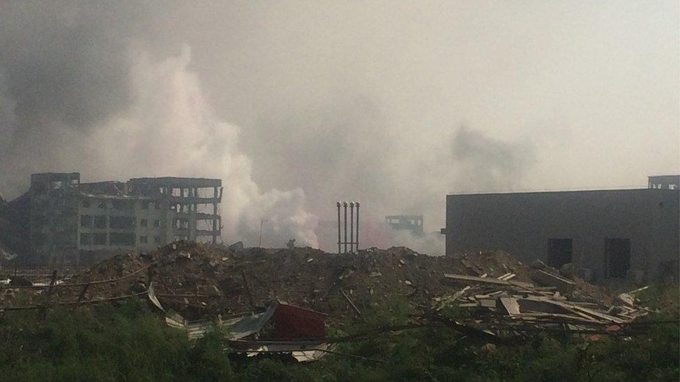 Destroyed buildings in Tianjin