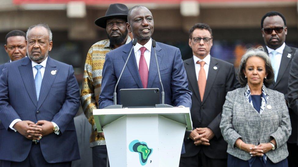 President of Kenya William Ruto speaks during the announcement of the Africa Climate Summit's Nairobi Declaration