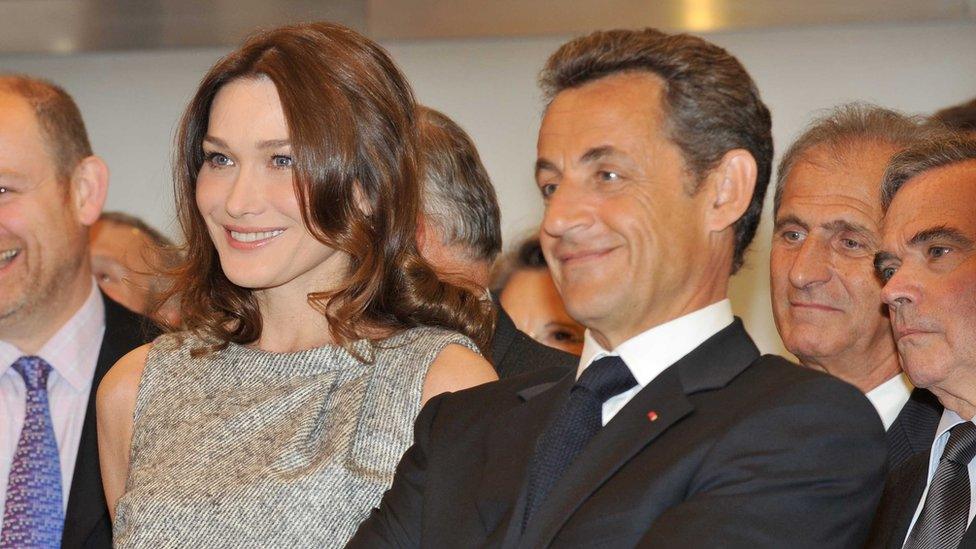 French President Nicolas Sarkozy and his wife Carla Bruni visiting BBC Broadcasting House in 2010