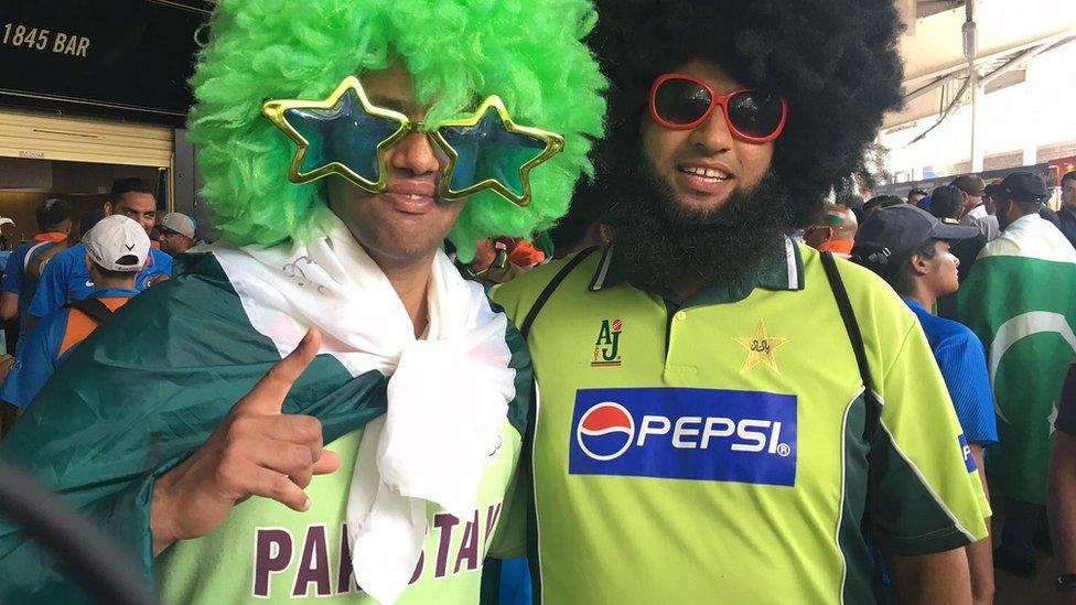 Pakistan fans celebrating at the Oval