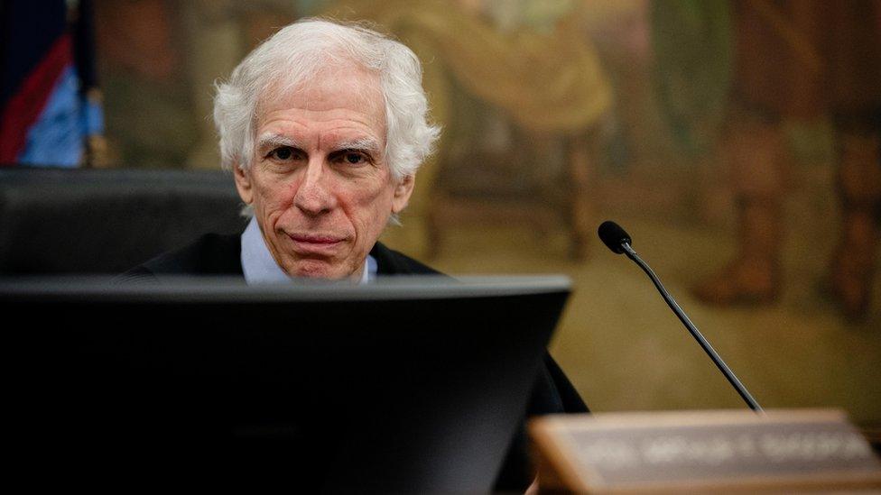 Arthur Engoron on the bench, behind computer monitor