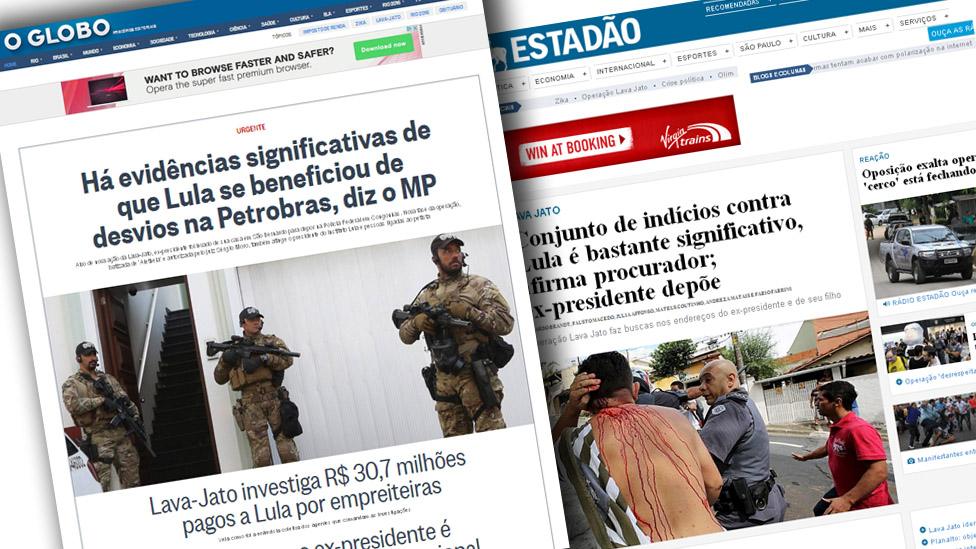 Top stories of Brazilian newspaper websites.