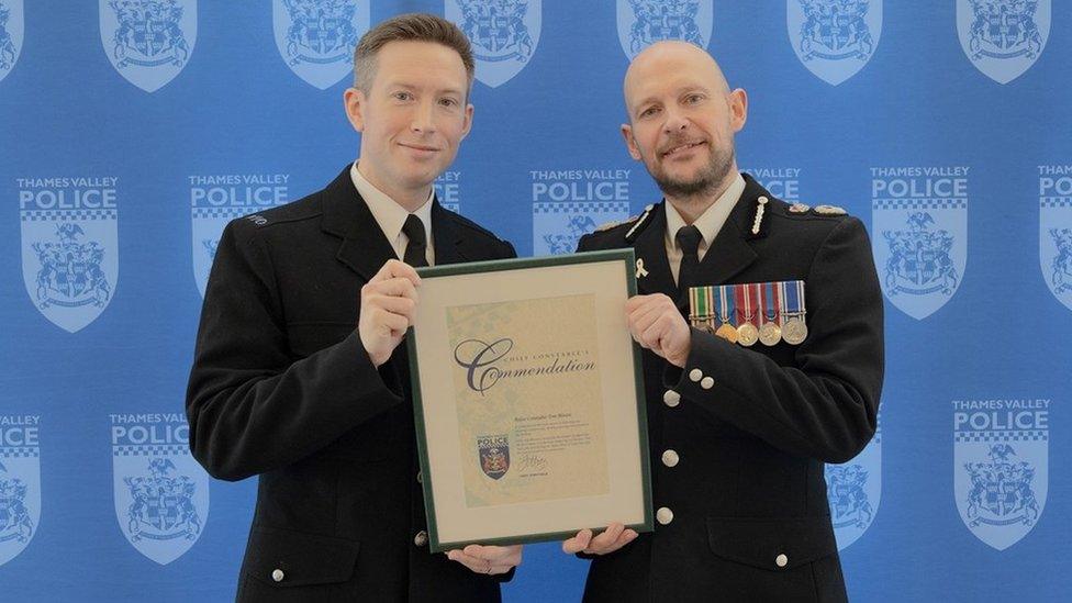 Chief Constable Jason Hogg with PC Tom Blount