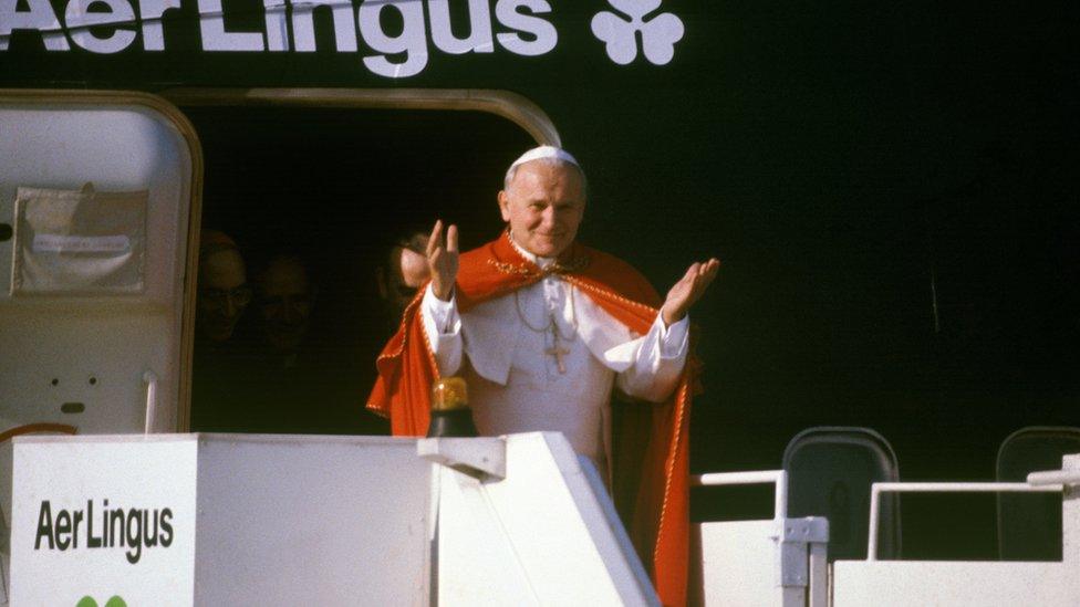 John Paul II arriving in Ireland in 1979