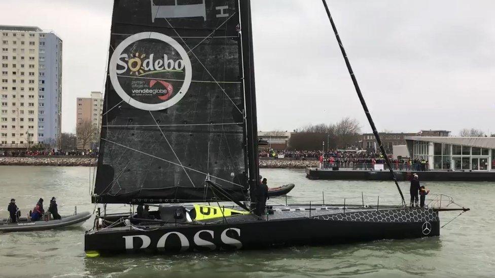 Hundreds of people lined the Solent to welcome the sailor home