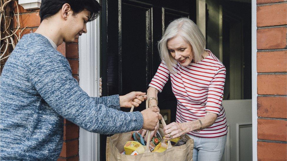 Groceries dropped off at older woman's house