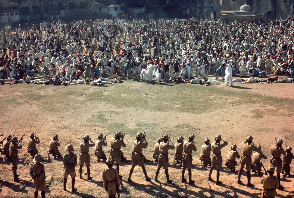 Scene from 1982 film Gandhi portraying the Amritsar massacre