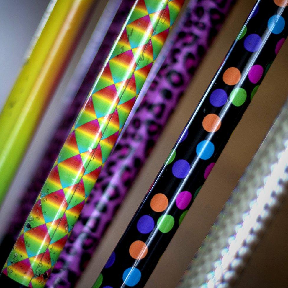 Carrie Webster's patterned crutches