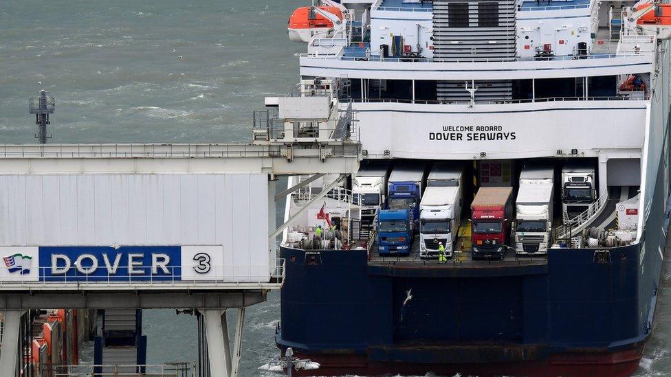 A ferry arrives at Dover