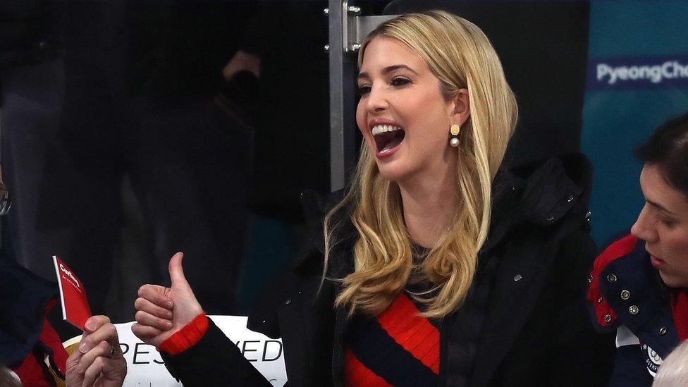 Ivanka Trump at the Curling Men's Gold Medal game between United States and Sweden, 24 Feb