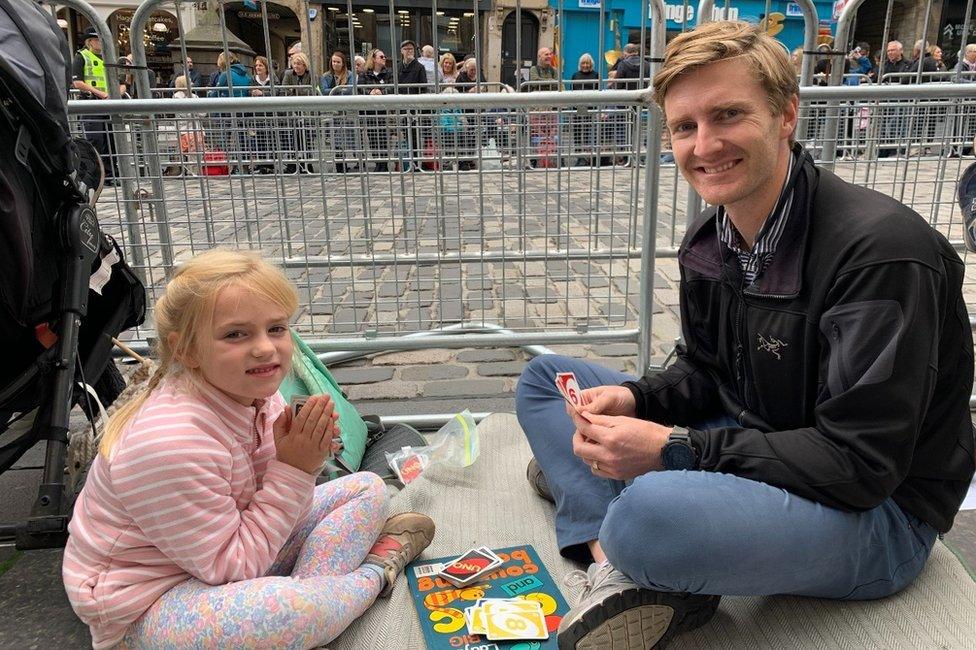 Frances, five, with her dad Keith Knowlton