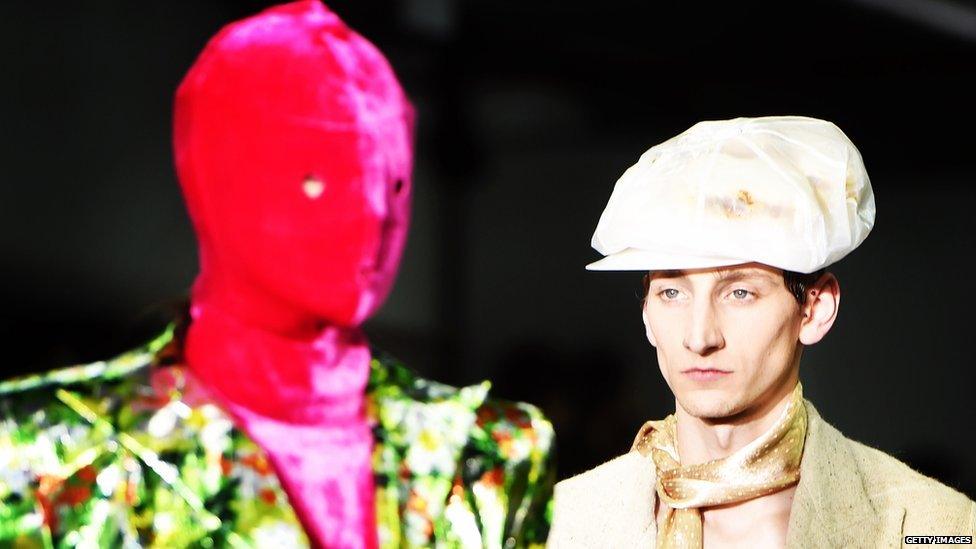 Two male models at London fashion Week