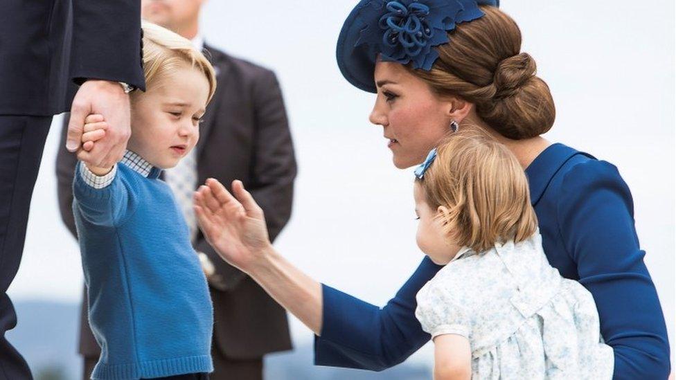 Duchess of Cambridge with Prince George and Princess Charlotte