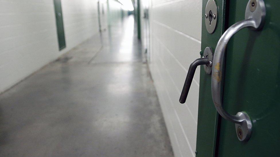 A cell block at Harris County Jail