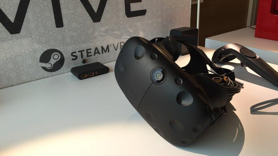 The Vive features a front-facing camera so the user can see what's around them when necessary