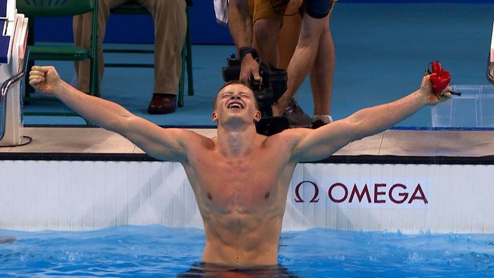 GB's Peaty celebrating after breaking world record and winning gold