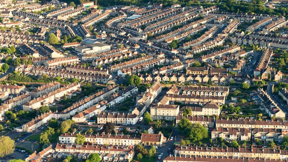 Rows of houses in Somerset, England